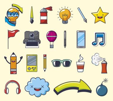 yaratıcı fotoğraf fikirleri paketi simgeleri seti