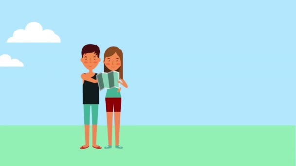 Vacances d'été avec couple et icônes — Video