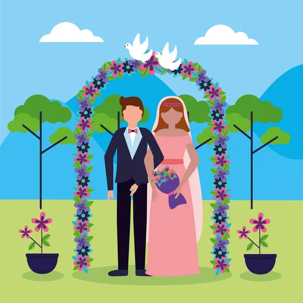 Design piatto matrimonio persone immagine — Vettoriale Stock