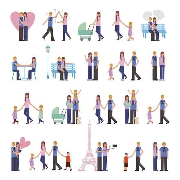 Group of family members characters — Stock Vector