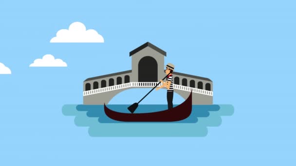 Venice and Rome monuments animation — Stock Video