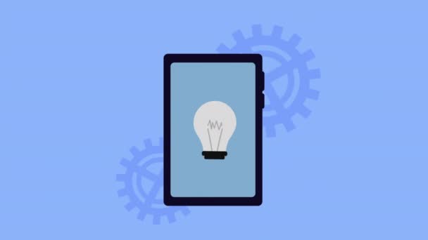 Luz da lâmpada com tecnologia de smartphone — Vídeo de Stock