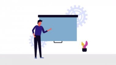 iş büyüme Infographic ile işadamı ve karton