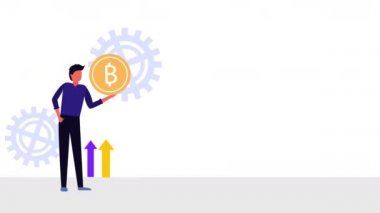 işadamı animasyonla Bitcoin e-ticaret