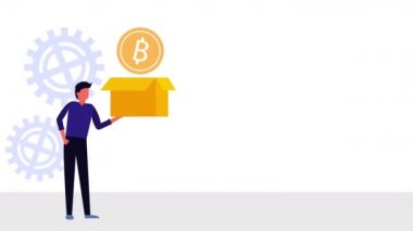 işadamı ve kutu ile e-ticaret Bitcoin