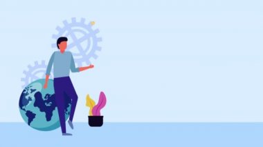 işadamı animasyonla Bitcoin e-ticaret