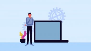 işadamı ve laptop ile mali para e-ticaret