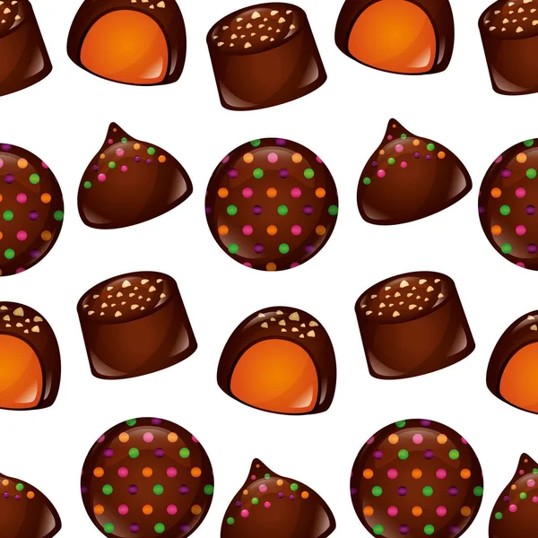 Bolos doces de padrão de chocolate — Vetor de Stock