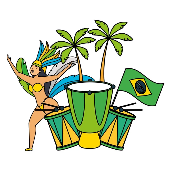 Tänzer im brasilianischen Karneval — Stockvektor