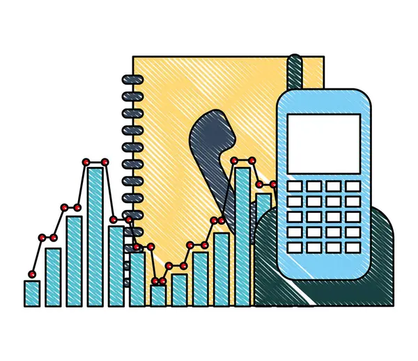 Oficina de negocios libreta de direcciones diagrama gráfico del teléfono celular — Vector de stock