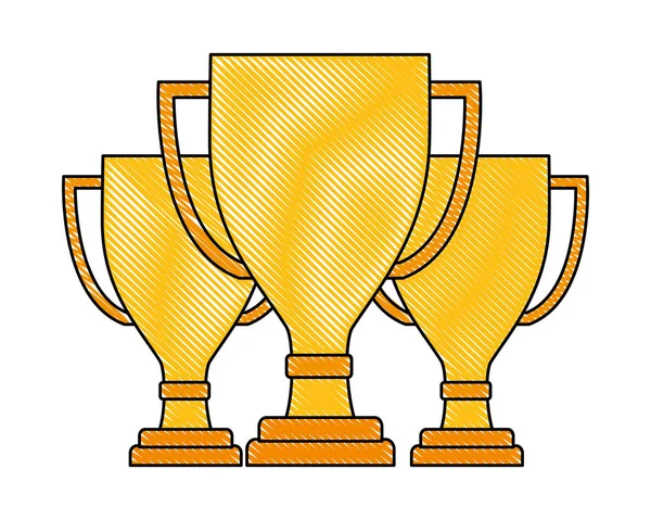 Tres trofeos premiados con éxito — Vector de stock