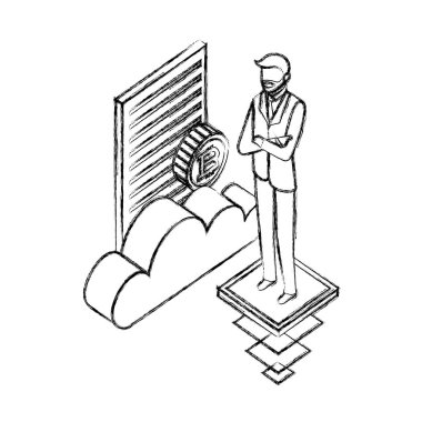 bulut bilişim Bitcoin belge ile işadamı