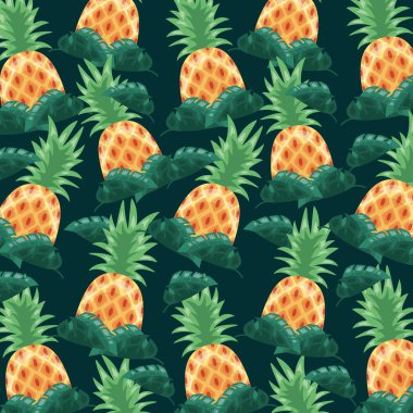 ananas tropikal yaprakları koyu arka plan