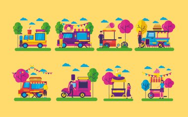 Gıda kamyon Festivali düz tasarım