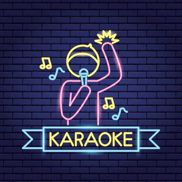 Piosenkarka mikrofon karaoke Neon — Wektor stockowy