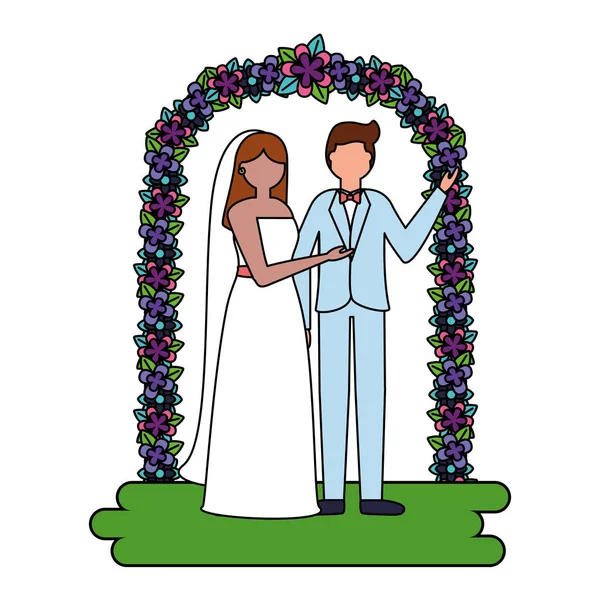 Венчание арочных цветов невесты и жениха — стоковый вектор