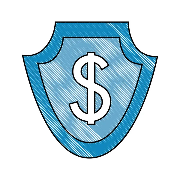 Escudo con símbolo del dólar icono aislado — Vector de stock