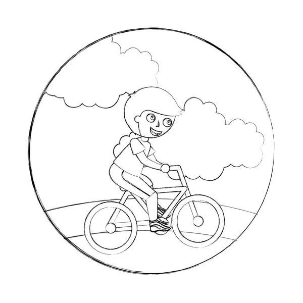 Niño feliz montando en la bicicleta — Archivo Imágenes Vectoriales