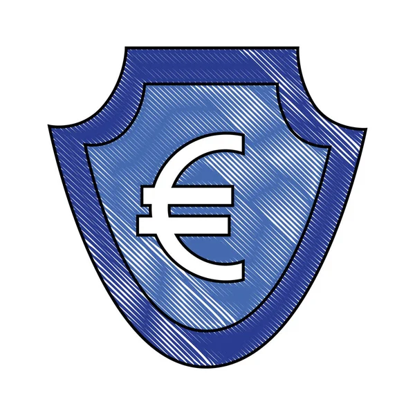 Shield with euro symbol isolated icon — Stock Vector