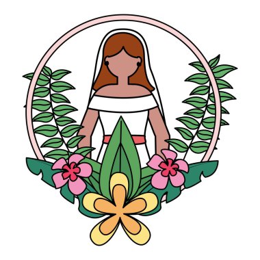 Düğün gündüz çiçek çelenk ile gelin