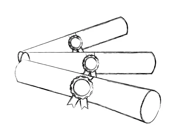 Certificat d'études supérieures rouleaux médailles — Image vectorielle