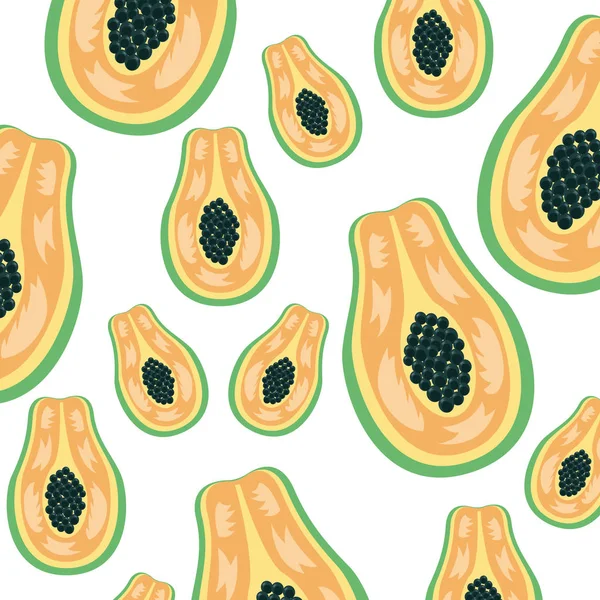 Papaya tropische Früchte Hintergrund — Stockvektor