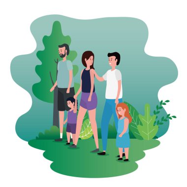 kadın ve adam ile onların oğul ve kız ile baba