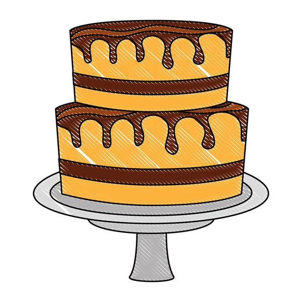 Zoete taart geglazuurde crème voedsel tekening kleur — Stockvector