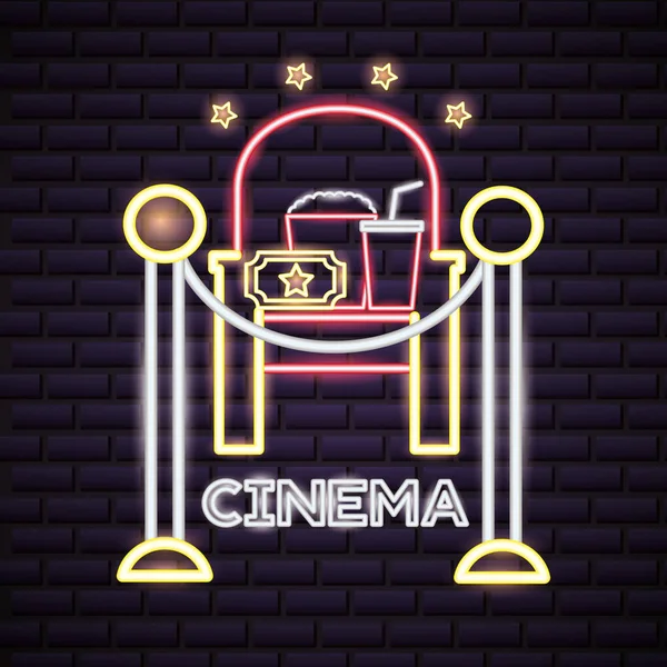 Neon Movie czas — Wektor stockowy