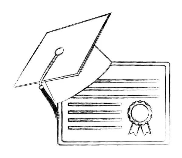 Chapeau de fin d'études et certificat scolaire — Image vectorielle