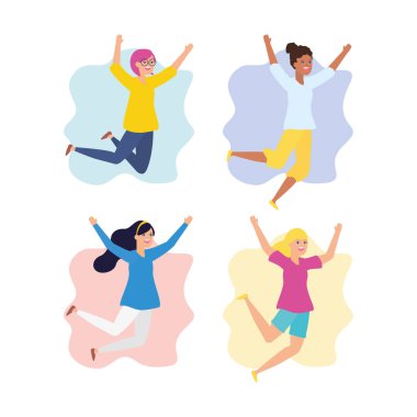 genç gün mutlu insanlar düz tasarım