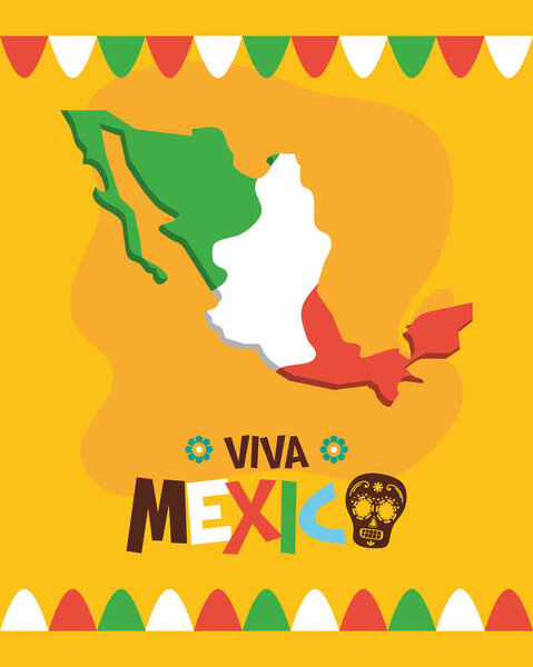 mexican map flag celebration viva mexico