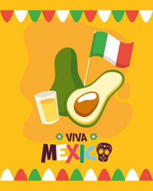 avokado ve Tequila shot kutlama Viva Meksika