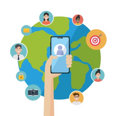 sosyal ağ medya düz tasarım