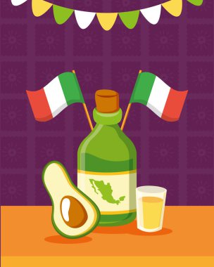 Avokado kutlama Meksika tekila şişe