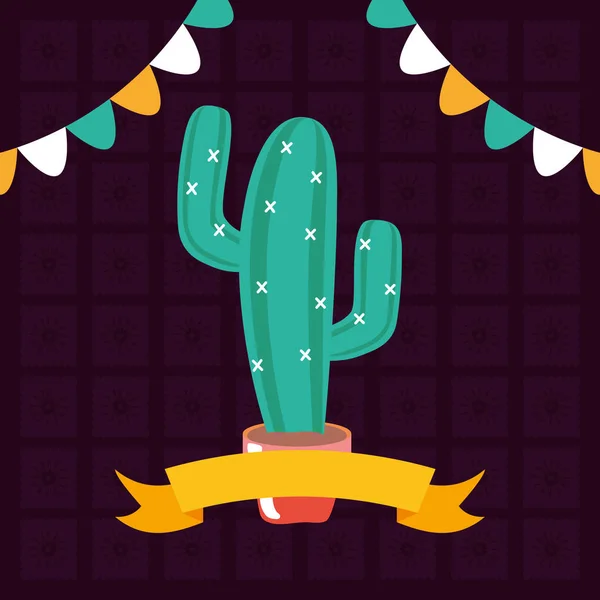 Celebrazione del cactus in vaso viva messico — Vettoriale Stock