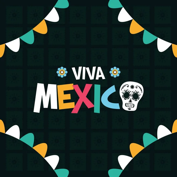 Celebration viva mexico party greeting card — Stock Vector
