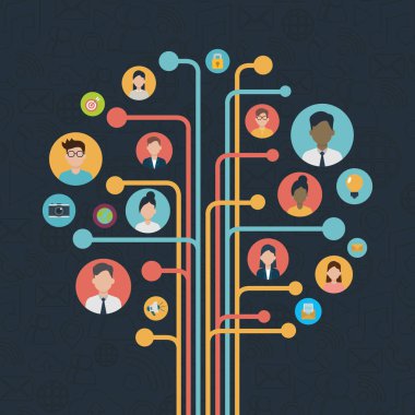 sosyal ağ medya düz tasarım