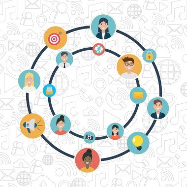 sosyal ağ medya düz tasarım