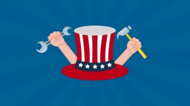 şapka ve araçları ile ABD işgücü gün kutlama