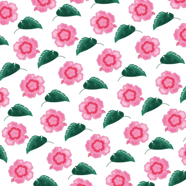 Flores tropicales hojas follaje fondo — Vector de stock