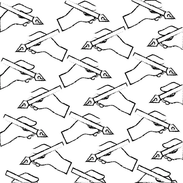 Hand met vulpen patroon — Stockvector
