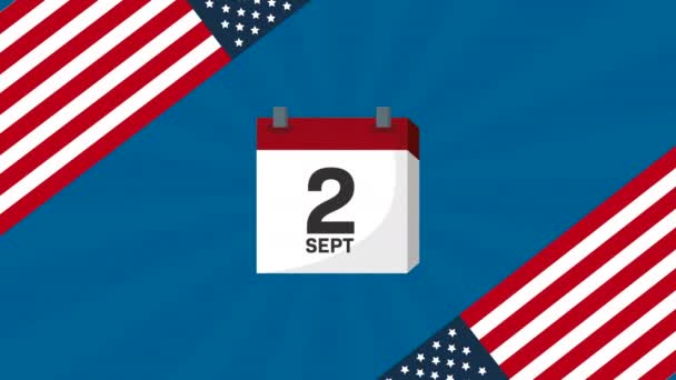 EUA celebração do dia de trabalho com calendário e capacete — Vídeo de Stock