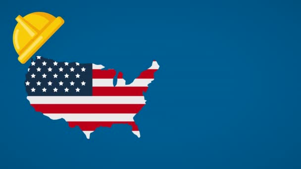 Celebrazione del giorno del lavoro degli Stati Uniti con mappa — Video Stock