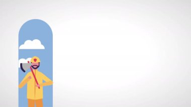 itfaiyeci karakter ile ABD iş gün kutlama