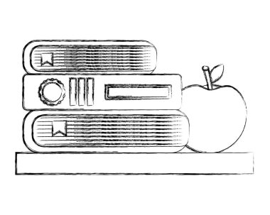 masada yığılmış kitaplar ve elma Okulu