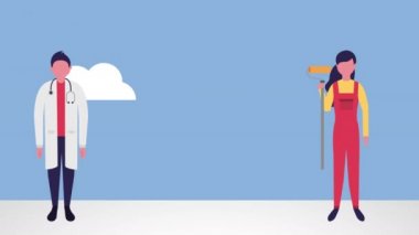 işçiler karakterler ile ABD işgücü gün kutlama