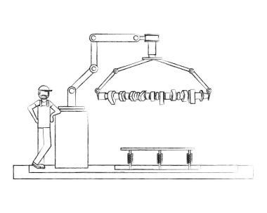 montaj araba makinesi ile mekanik işçi