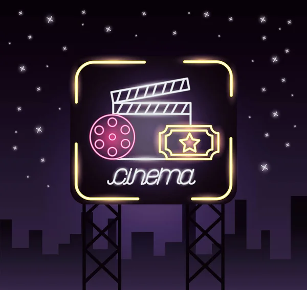 Neon Movie czas — Wektor stockowy