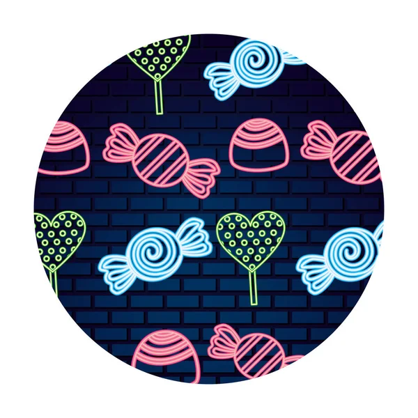 Неоновий візерунок солодкі цукерки карамельний фон — стоковий вектор